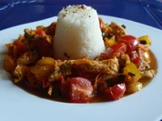 Bunte Putenstreifen mit Jasmin-Reis - Rezept