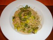 Vollkornspaghetti mit grünem Spargel - Rezept