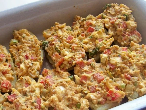 Gratinierte Kartoffeln mit Ziegenfrischkäse und Apfel-Paprika-Füllung - Rezept - Bild Nr. 5