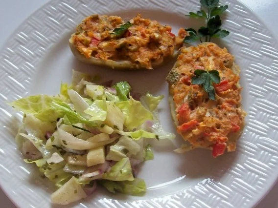 Gratinierte Kartoffeln mit Ziegenfrischkäse und Apfel-Paprika-Füllung - Rezept - Bild Nr. 7