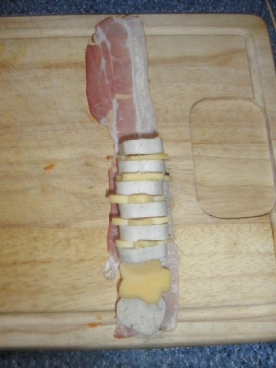 Bratwurst-Käse-Speck-Bissen - Rezept