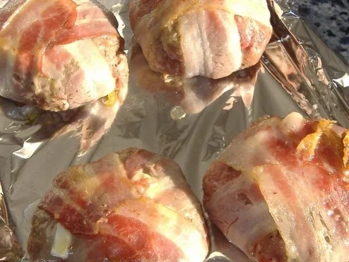 Rezept: Hackbällchen mit Ziegenkäse und Bacon auf Kartoffel-Auberginen-Gemüse Bild Nr. 6 Hackbällchen mit Ziegenkäse und Bacon auf Kartoffel-Auberginen-Gemüse - Rezept - Bild Nr. 6