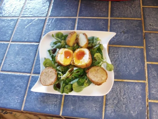 "Feldsalat" mit dreierlei paniertem - Rezept