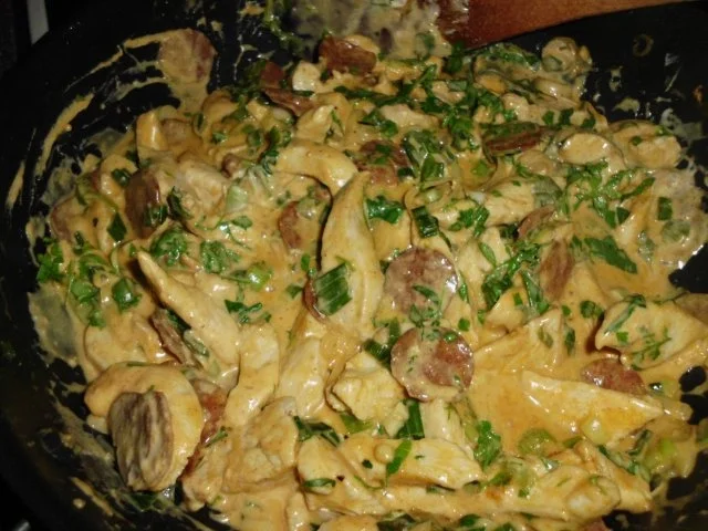 Hähnchen mit scharfem Paprikaknacker in einer Kresse-Basilikum-Rahmsauce - Rezept - Bild Nr. 15