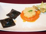 Schokoravioli mit Apfel-Papaya-Ragout - Rezept