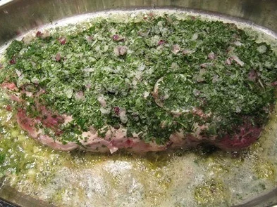 Schulterbraten an Kartoffelstreifen und Erbsen à la Biggi - Rezept - Bild Nr. 10