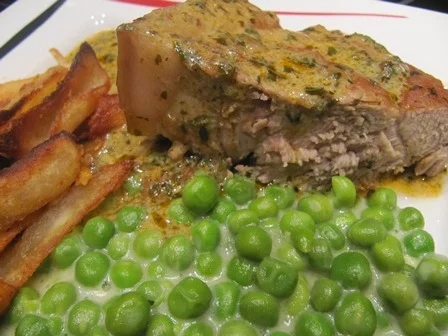 Schulterbraten an Kartoffelstreifen und Erbsen à la Biggi - Rezept - Bild Nr. 14