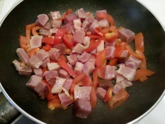 Eier: Rührei mit Kernschinken und Paprika - Rezept - Bild Nr. 4