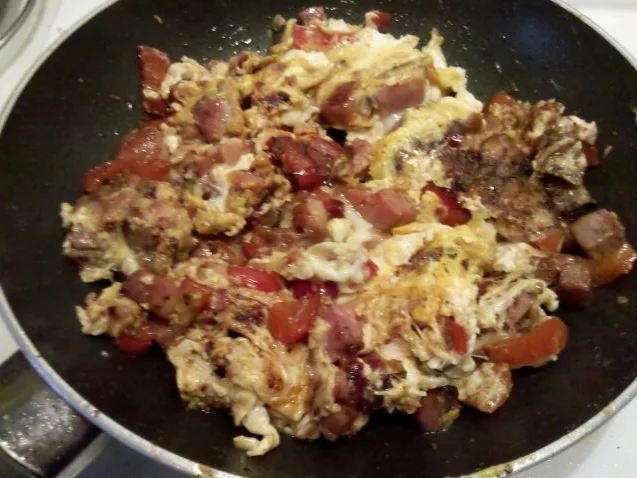 Eier: Rührei mit Kernschinken und Paprika - Rezept - Bild Nr. 7