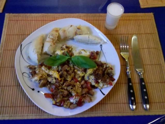 Eier: Rührei mit Kernschinken und Paprika - Rezept - Bild Nr. 9