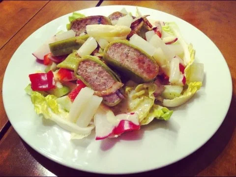 Gemischter Salat mit Maultaschenscheiben - Rezept