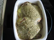 Wildlachsfilets mit Creme fraîche-Kräuter-Senf-Dill-Haube - Rezept