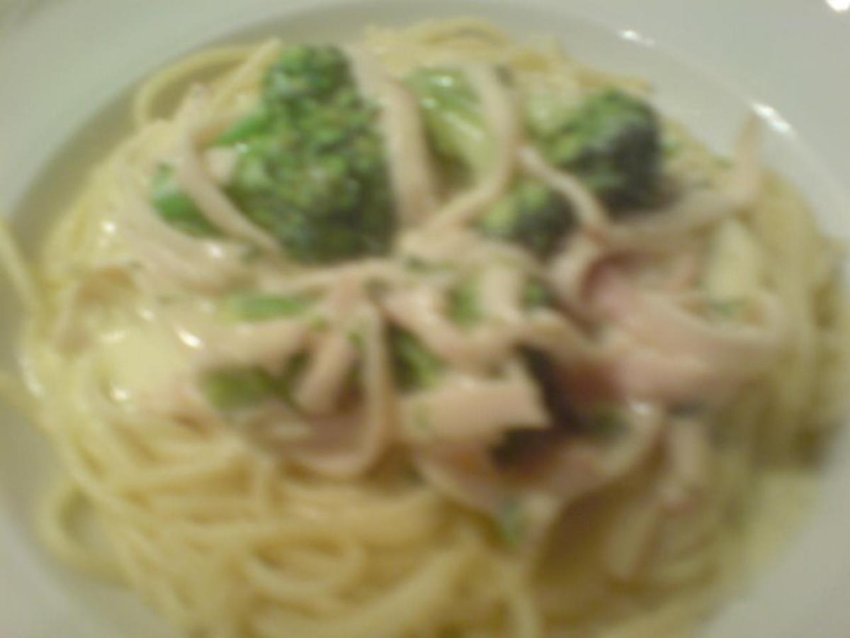 spaghetti an brokkoli-rahm mit kasslerstreifen - Rezept - Bild Nr. 3