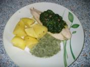 Gedünstetes Pangasiusfilet mit Spinathaube - Rezept