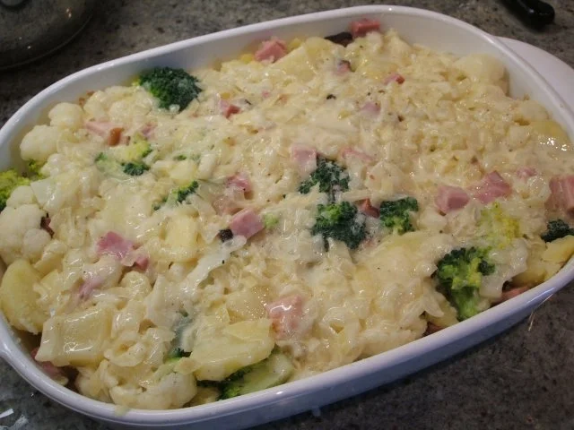 Auflauf: Blumenkohl-Broccoli-Auflauf mit geräuchertem Schweinehalsbraten - Rezept - Bild Nr. 10