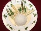 Pangasiusfilet mit grünem Spargel auf Langkornreis - Rezept