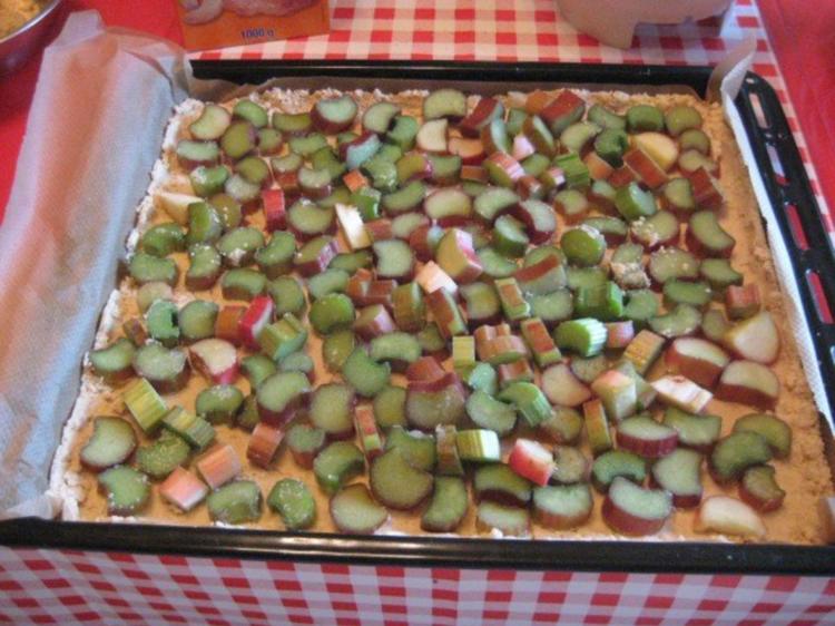 Rhabarber Streusel Kuchen mit Quarkfüllung - einfach - von manschie