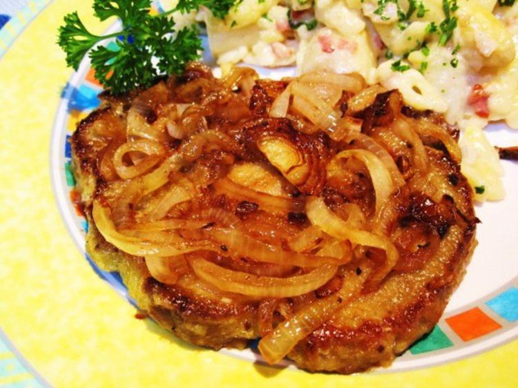 Nackensteaks mit mildgebratenen Zwiebeln ... - Rezept - kochbar.de