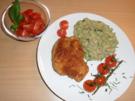 Dicke Bohnen mit fein paniertem Putenschnitzel - Rezept
