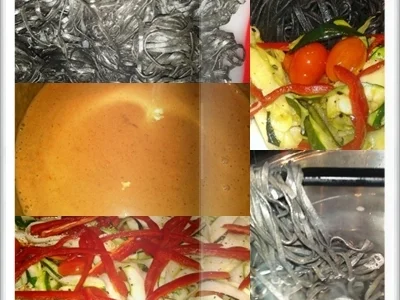 Schwarze Tagliatelle mit viel frischem Gemüse - Rezept - Bild Nr. 17