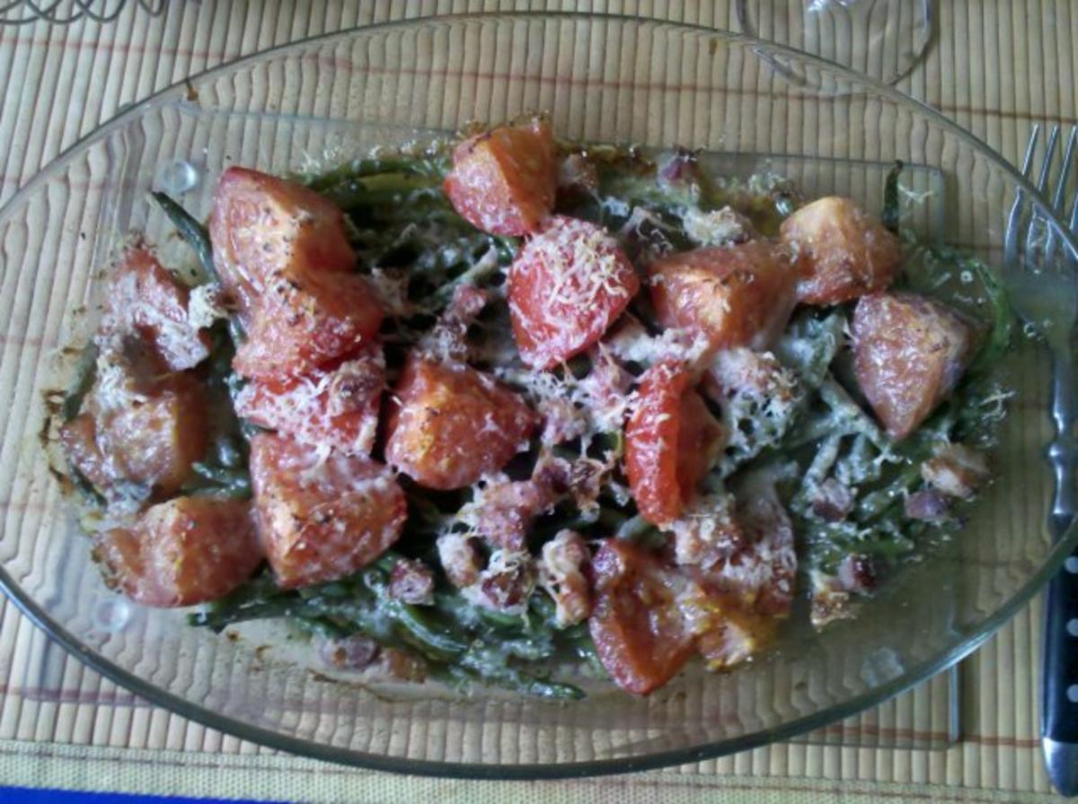 Gemüse: Grüne Bohnen - Tomatenauflauf mit Speck und Käse - Rezept - Bild Nr. 12