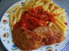 Nudeln in  Tomatensosse und Jägerschnitzel - Rezept