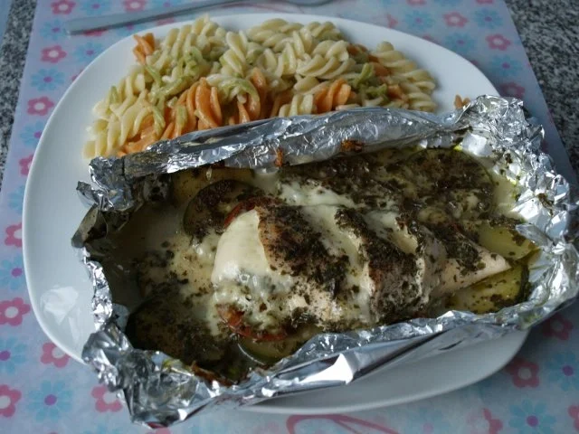 Mediterrane Huhn- Zucchini- Päckchen - Rezept