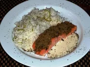 Lachsschnitte mit Currykruste - Rezept