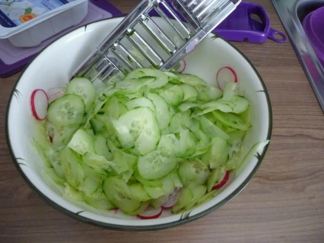 Fixe Küche : Pizza-Leberkäse gebraten mit Salat und Salzkartoffeln - Rezept - Bild Nr. 7