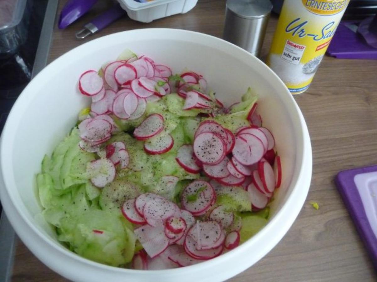 Fixe Küche : Pizza-Leberkäse gebraten mit Salat und Salzkartoffeln - Rezept - Bild Nr. 9