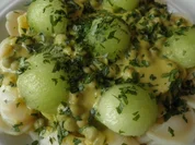 Pasta ... mit Erbsen und Melone - Rezept