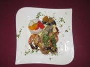 Kaninchenfilet und Gambas auf Pflaumengemüse - Mar y Montana einmal anders - Rezept