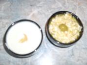 Ananas-Schaum und Oliven-Eier-Dip - Rezept