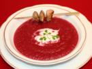 Rote Bete-Power-Suppe mit Sherry-Hähnchenspieß - Rezept