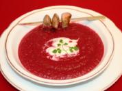 Rote Bete-Power-Suppe mit Sherry-Hähnchenspieß - Rezept