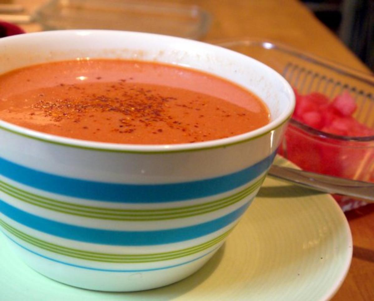 Kalte Melonen-Tomaten-Suppe - Rezept