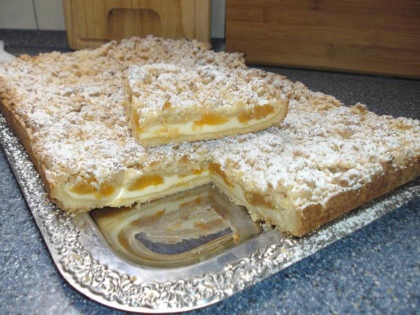 Quark-Aprikosen-Streuselkuchen - Rezept - kochbar.de