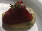 Paprika mit Apfel-Blutwurstfüllung auf Kartoffelsauce - Rezept