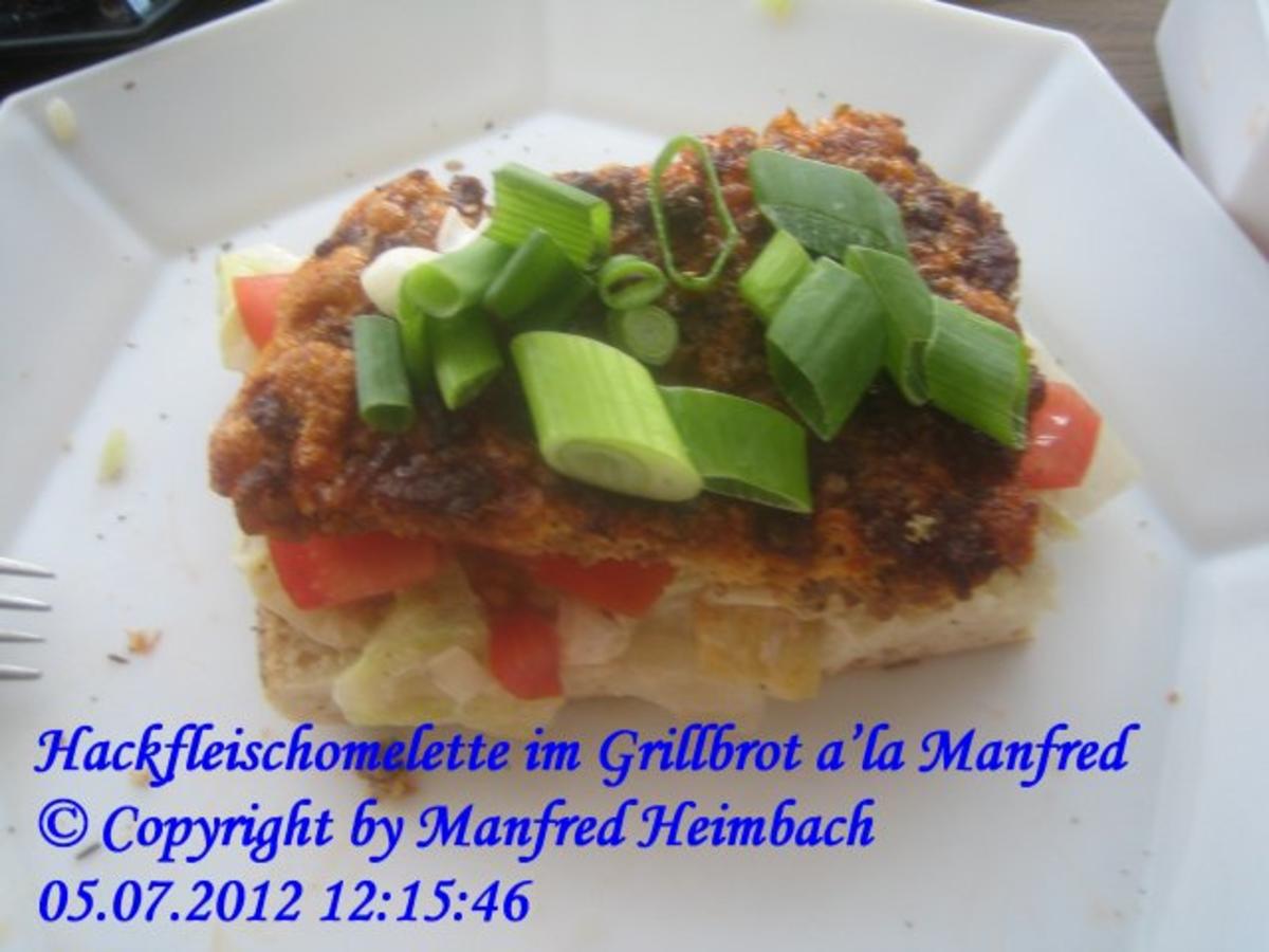 Bilder für Fingerfood – Hackfleischomelette im Grillbrot a’la Manfred - Rezept