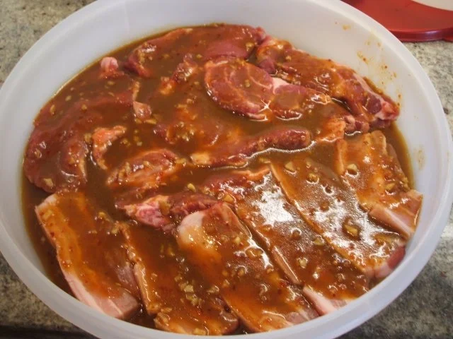 Marinaden: Grillmarinade für Schweinebauch und Halskot(e)letts - ca. 750 g - Rezept