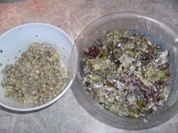 Lollo Rosso-Salat und Erbsensalat - Rezept