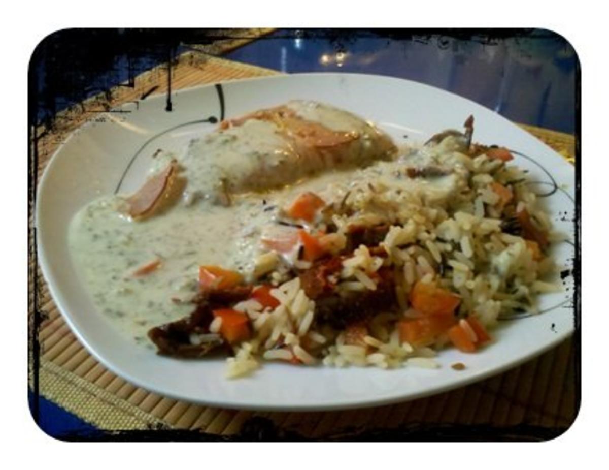 Fisch: Deftiger Kabeljau mit Gemüsereis und Limette-Kerbel-Soße ...