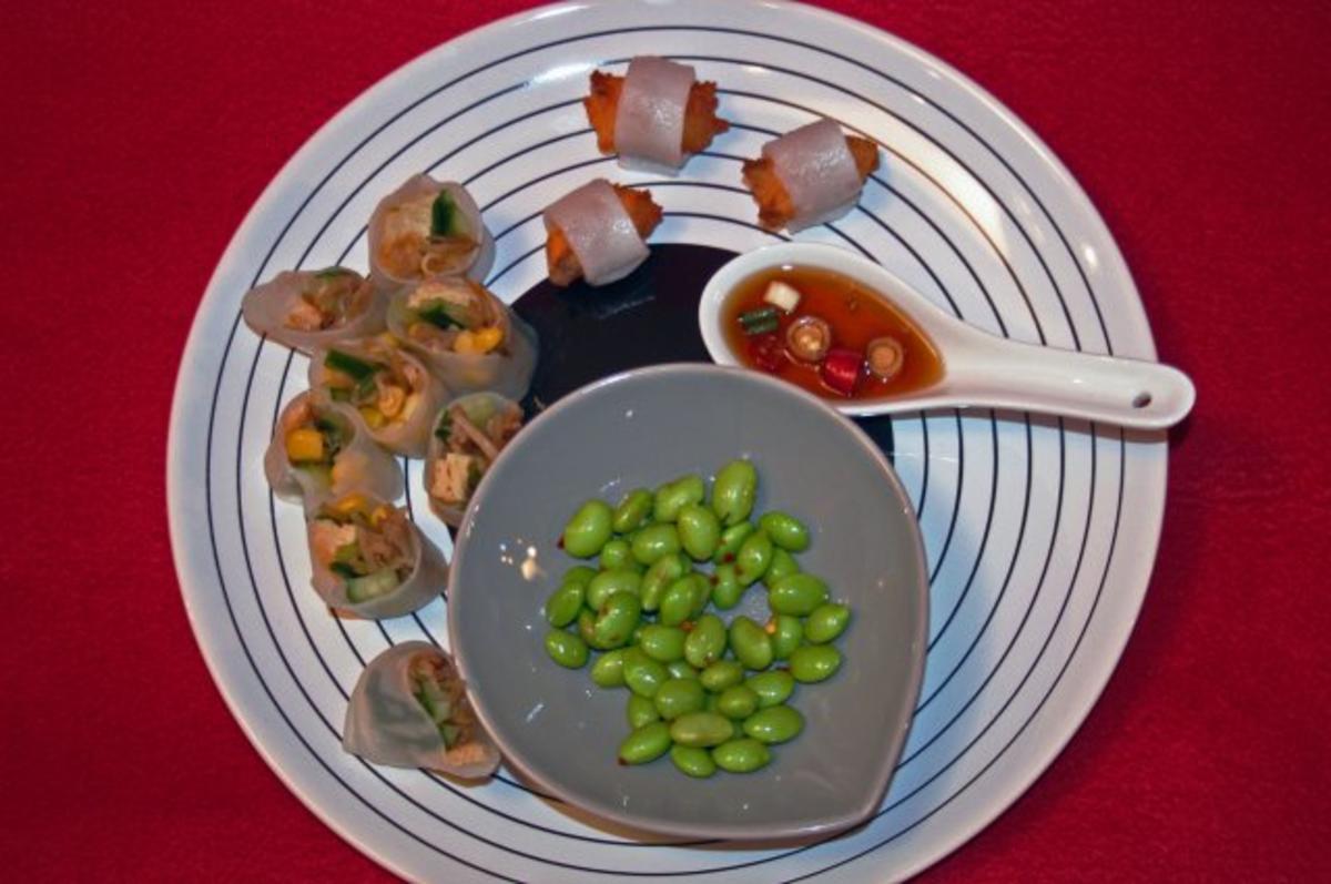 Bilder für Vietnamesische Frühlingsrolle, chinesische Ho-Fun und japanische Edamame - Rezept