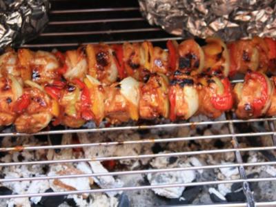 Rezept: Hähnchen Spieße mit Honig Knoblauch Marinade Hähnchen Spieße mit Honig Knoblauch Marinade - Rezept