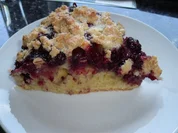 Eierlikör-Heidelbeerkuchen mit Orangenstreuseln - Rezept