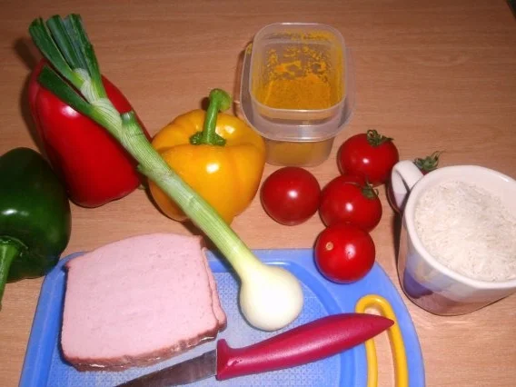 Leberkäsepfanne mit Paprika und Reis - Rezept - Bild Nr. 3