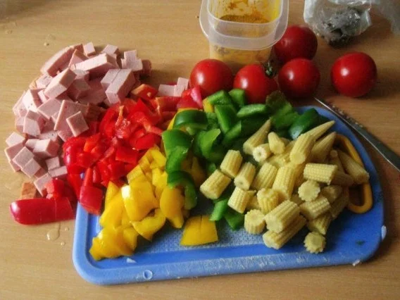 Leberkäsepfanne mit Paprika und Reis - Rezept - Bild Nr. 4