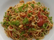 Rezept: Spaghetti mit Kalmar und Erbsen Spaghetti mit Kalmar und Erbsen - Rezept