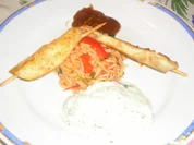 Hühnerspießchen mit Djuvecreis - Rezept