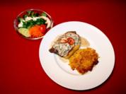 Rumpsteaks mit Krabben, Rösti und Salat - Rezept